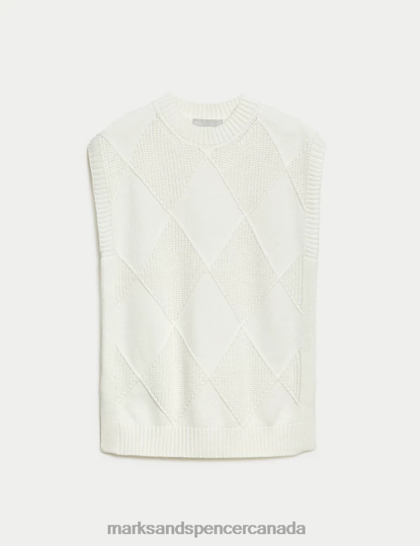Marks and Spencer sale - Women Ivory Clothing Marks & Spencer Cotton Rich Knitted Vest with Merino Wool 20VTD370