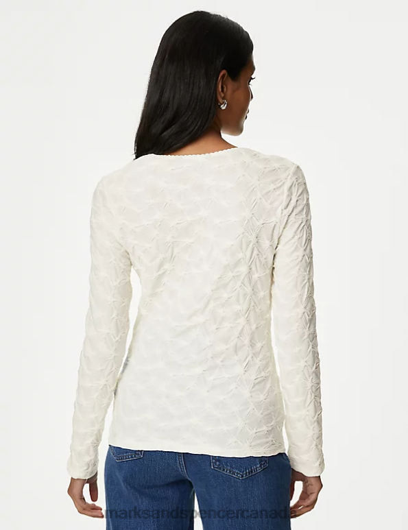Women Ivory Clothing Marks & Spencer Jersey Textured Top 20VTD999 - Marks and Spencer outlet