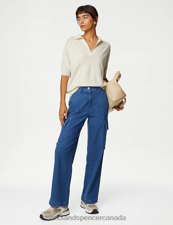 Marks and Spencer Canada - Women Ivory Clothing Marks & Spencer Pure Cashmere Collared Knitted Top 20VTD1148