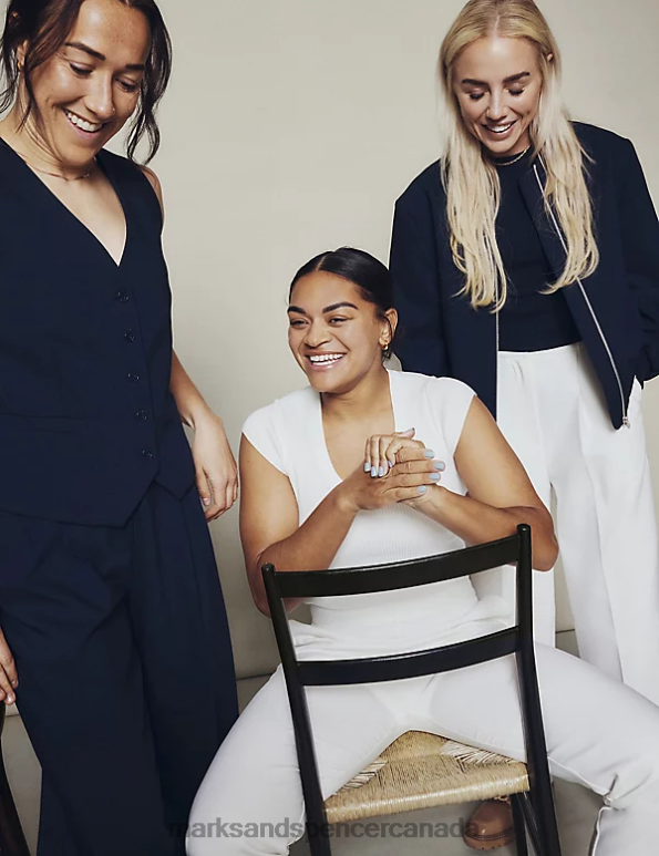 Women Ivory Clothing Marks & Spencer Ribbed Scoop Neck Cropped Top 20VTD876 - Marks and Spencer Canada locations