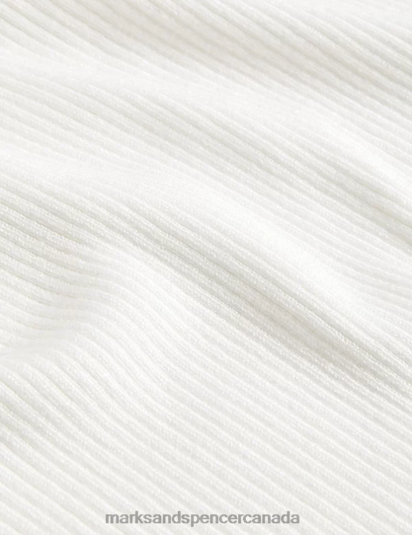 Women Ivory Clothing Marks & Spencer Ribbed Scoop Neck Cropped Top 20VTD876 - Marks and Spencer Canada locations