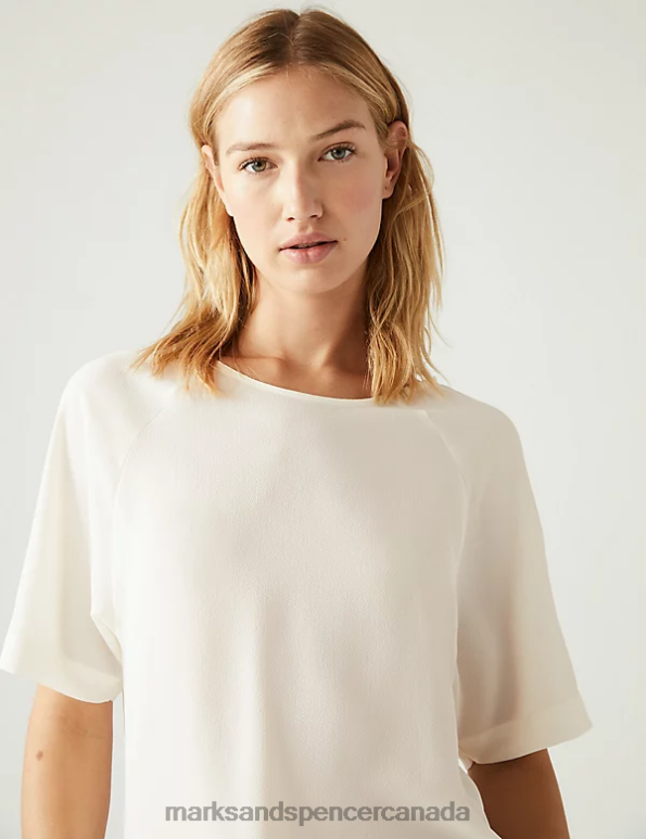Marks and Spencer near me - Women Ivory Clothing Marks & Spencer Round Neck Top 20VTD2831