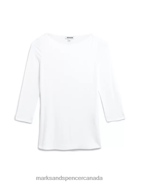 Marks and Spencer Canada - Women Ivory Clothing Marks & Spencer Slash Neck 3/4 Sleeve Top 20VTD3026