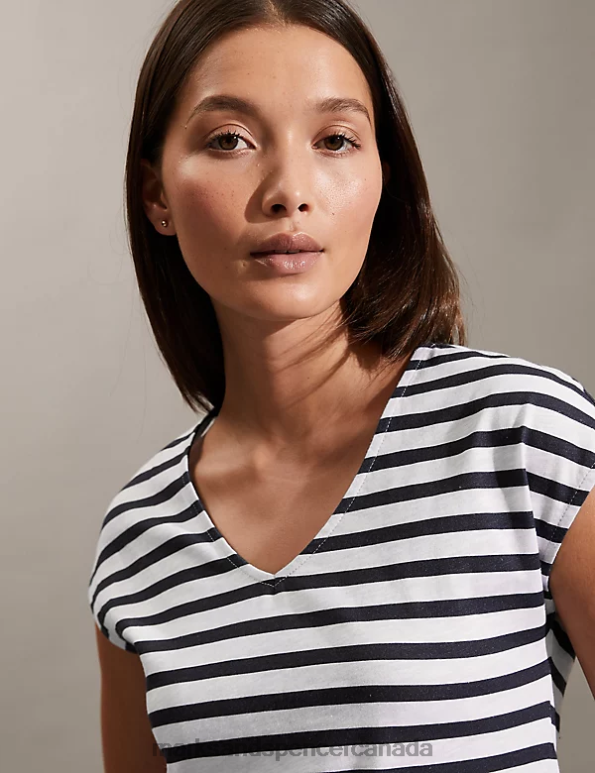 Marks and Spencer near me - Women Ivory Mix Clothing Marks & Spencer Jersey Striped Vest Top 20VTD1153