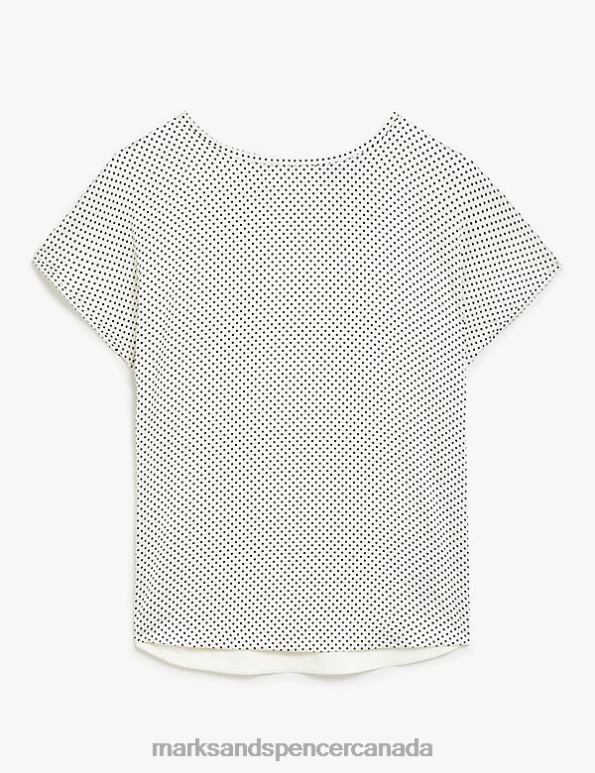 Women Ivory Mix Clothing Marks & Spencer Printed Regular Fit Top 20VTD3262 - Marks and Spencer online