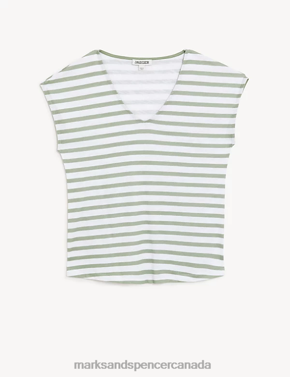 Women Khaki Clothing Marks & Spencer Jersey Striped Vest Top 20VTD1484 - Marks and Spencer online