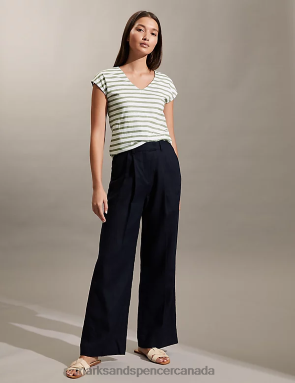 Women Khaki Clothing Marks & Spencer Jersey Striped Vest Top 20VTD1484 - Marks and Spencer online