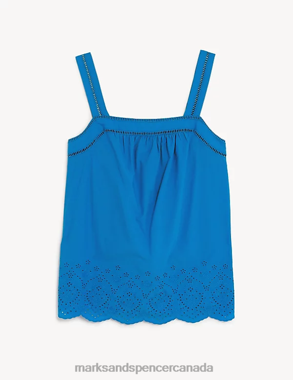 Marks and Spencer near me - Women Lagoon Clothing Marks & Spencer Pure Cotton Embroidered Cami Top 20VTD1991