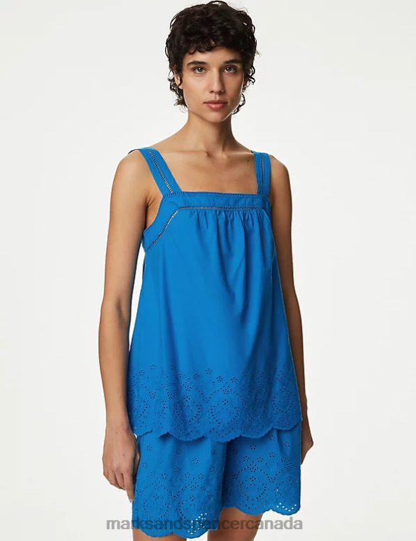 Marks and Spencer near me - Women Lagoon Clothing Marks & Spencer Pure Cotton Embroidered Cami Top 20VTD1991