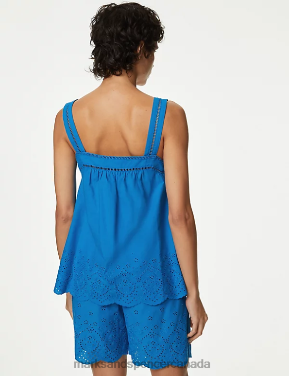 Marks and Spencer near me - Women Lagoon Clothing Marks & Spencer Pure Cotton Embroidered Cami Top 20VTD1991