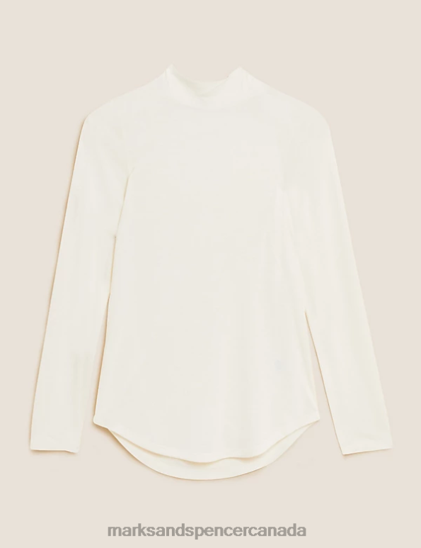 Marks and Spencer sale - Women Light Cream Clothing Marks & Spencer Jersey Roll Neck Relaxed Long Sleeve Top 20VTD3430