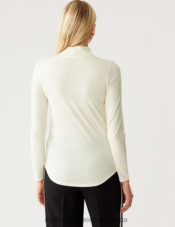 Marks and Spencer sale - Women Light Cream Clothing Marks & Spencer Jersey Roll Neck Relaxed Long Sleeve Top 20VTD3430