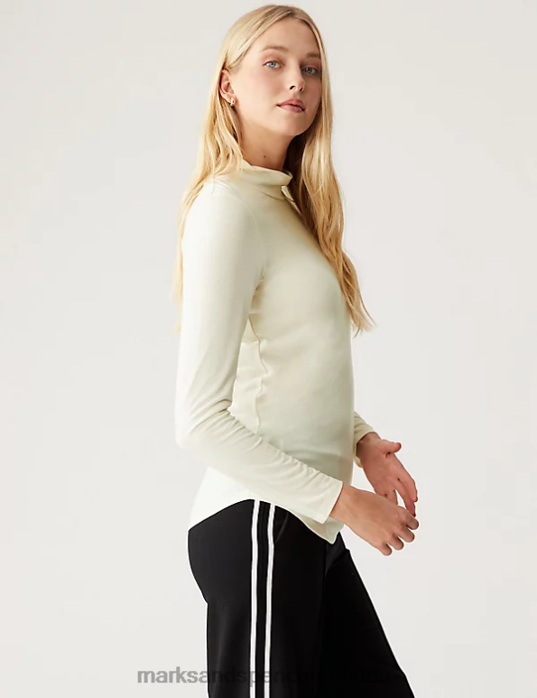 Marks and Spencer sale - Women Light Cream Clothing Marks & Spencer Jersey Roll Neck Relaxed Long Sleeve Top 20VTD3430