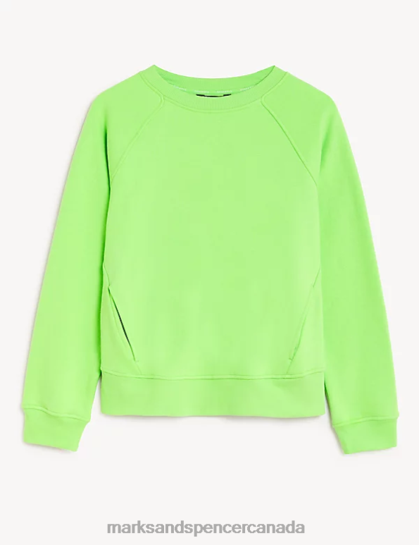 Women Lime Clothing Marks & Spencer Cotton Rich Crew Neck Sweatshirt 20VTD3101 - Marks and Spencer online