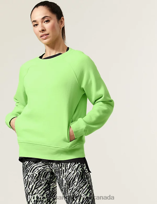 Women Lime Clothing Marks & Spencer Cotton Rich Crew Neck Sweatshirt 20VTD3101 - Marks and Spencer online