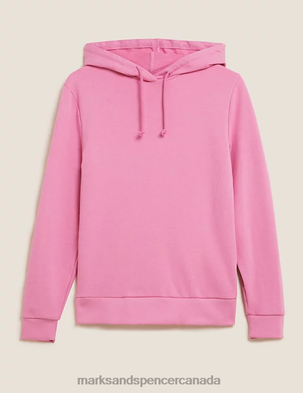 Women Medium Rose Clothing Marks & Spencer The Cotton Rich Hoodie 20VTD2992 - Marks and Spencer Canada locations