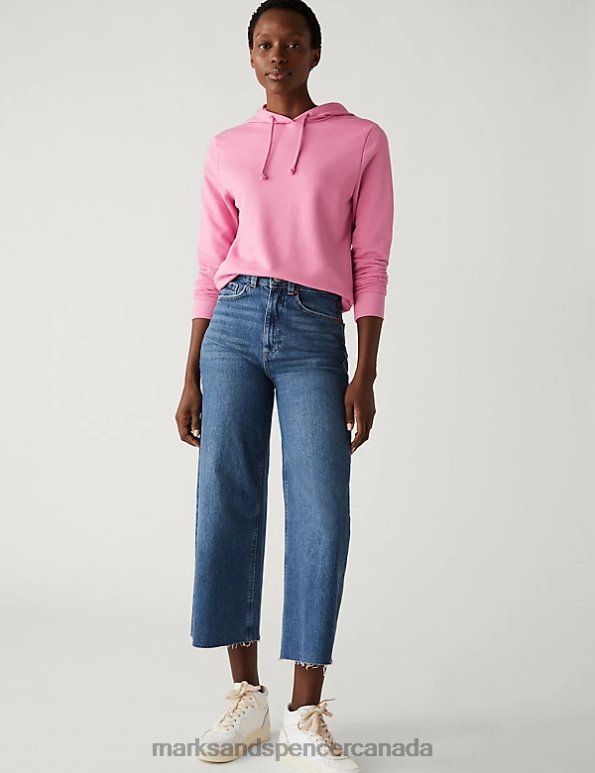 Women Medium Rose Clothing Marks & Spencer The Cotton Rich Hoodie 20VTD2992 - Marks and Spencer Canada locations