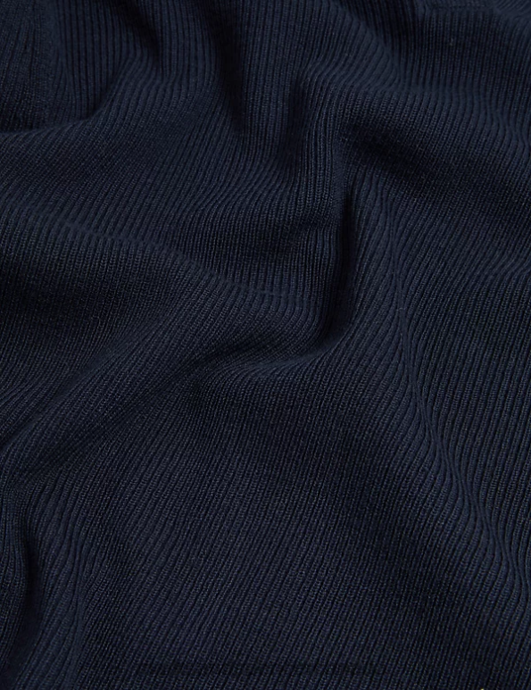 Women Midnight Navy Clothing Marks & Spencer Cotton Rich Ribbed Collared Knitted Top 20VTD1276 - Marks and Spencer outlet