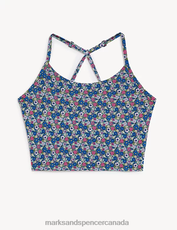 Women Multi/Brights Clothing Marks & Spencer Printed Strappy Cross Back Crop Top 20VTD3172 - Marks and Spencer online