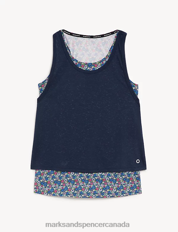 Women Navy Clothing Marks & Spencer Printed 2-in-1 Vest Top 20VTD3268 - Marks and Spencer outlet