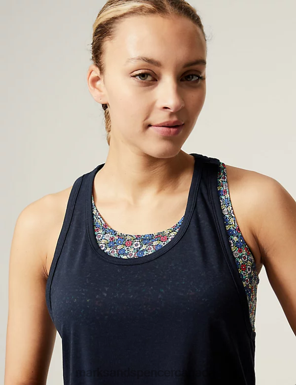 Women Navy Clothing Marks & Spencer Printed 2-in-1 Vest Top 20VTD3268 - Marks and Spencer outlet