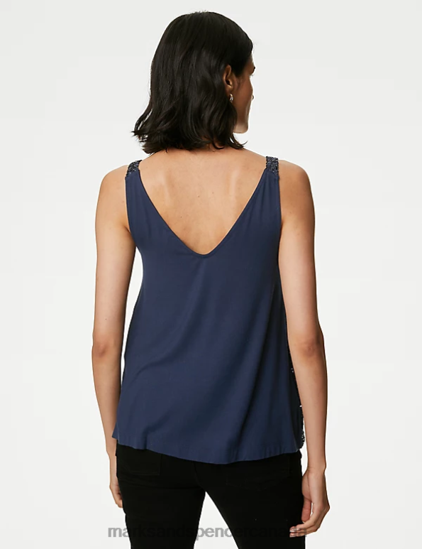 Women Navy Clothing Marks & Spencer Sequin V-Neck Cami Top 20VTD224 - Marks and Spencer online