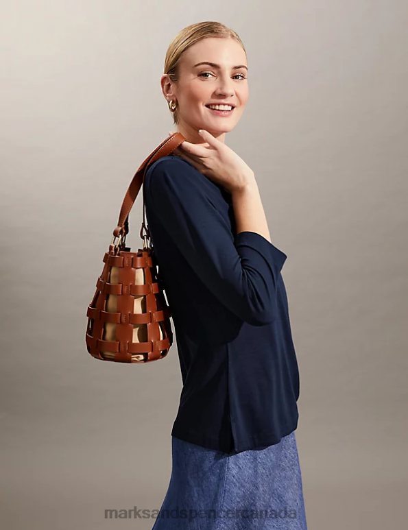 Women Navy Clothing Marks & Spencer Slash Neck 3/4 Sleeve Top 20VTD2684 - Marks and Spencer outlet