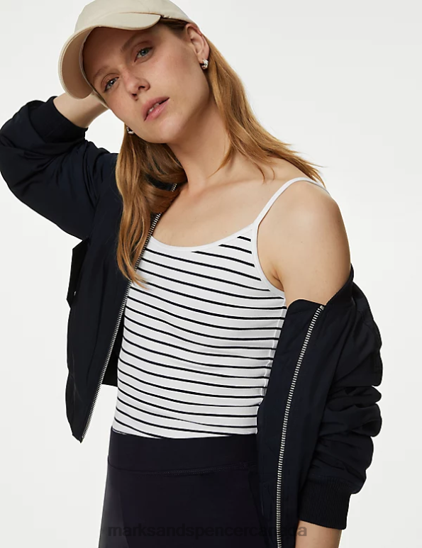 Marks and Spencer Canada - Women Navy Mix Clothing Marks & Spencer 2pk Cotton Rich Slim Fit Cami Tops 20VTD3069