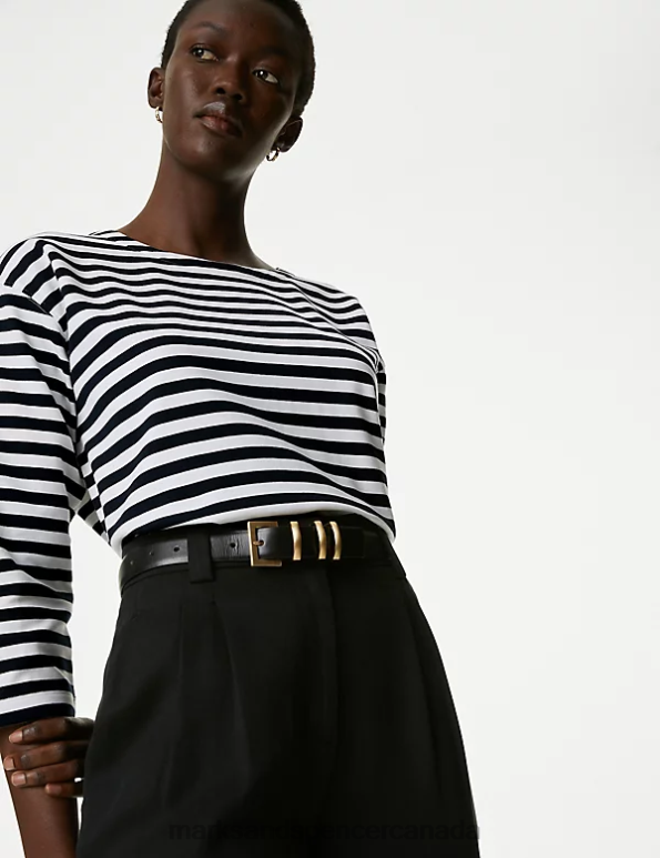 Marks and Spencer near me - Women Navy Mix Clothing Marks & Spencer Cotton Rich Striped Top 20VTD664