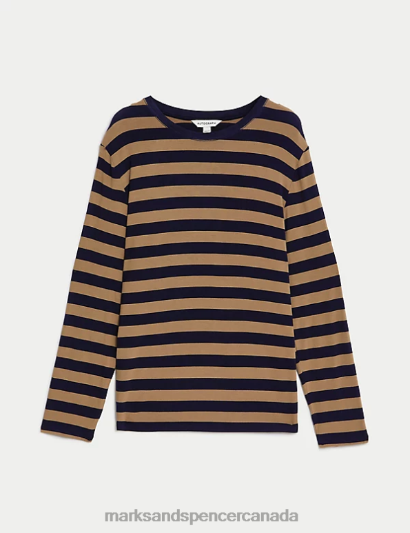 Marks and Spencer sale - Women Navy Mix Clothing Marks & Spencer Jersey Striped Top 20VTD1156