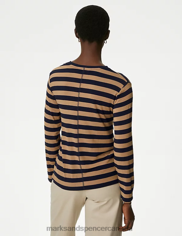 Marks and Spencer sale - Women Navy Mix Clothing Marks & Spencer Jersey Striped Top 20VTD1156
