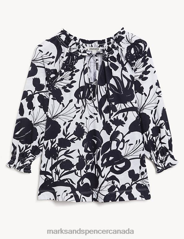 Marks and Spencer near me - Women Navy Mix Clothing Marks & Spencer Jersey Tie Neck Top 20VTD611