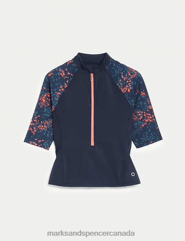 Women Navy Mix Clothing Marks & Spencer Zip Front Rash Vest 20VTD1753 - Marks and Spencer outlet