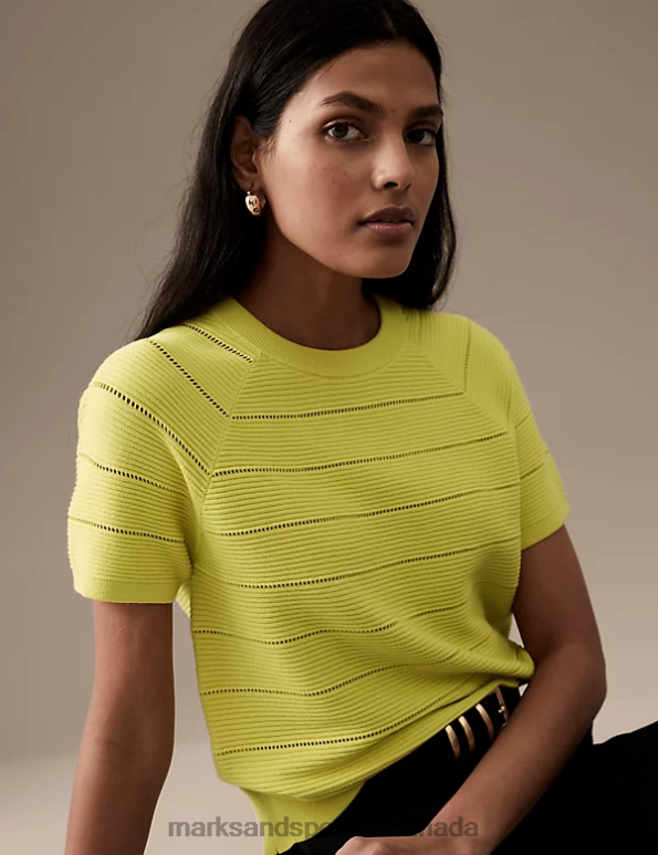 Marks and Spencer near me - Women Pale Apple Clothing Marks & Spencer Ribbed Round Neck Knitted Top 20VTD2506