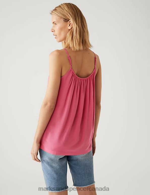 Women Pink Clothing Marks & Spencer Crew Neck Cami Top 20VTD3173 - Marks and Spencer Canada locations