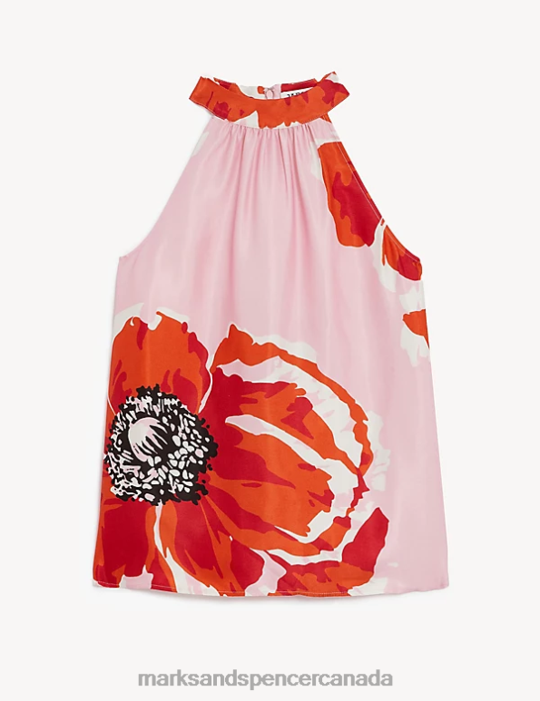Marks and Spencer sale - Women Pink Clothing Marks & Spencer Floral Halter Neck Vest Top 20VTD30