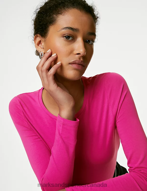 Marks and Spencer Canada - Women Pink Mix Clothing Marks & Spencer 2pk Cotton Rich Tops 20VTD84