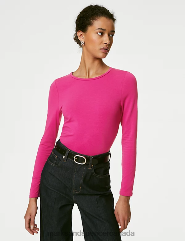 Marks and Spencer Canada - Women Pink Mix Clothing Marks & Spencer 2pk Cotton Rich Tops 20VTD84