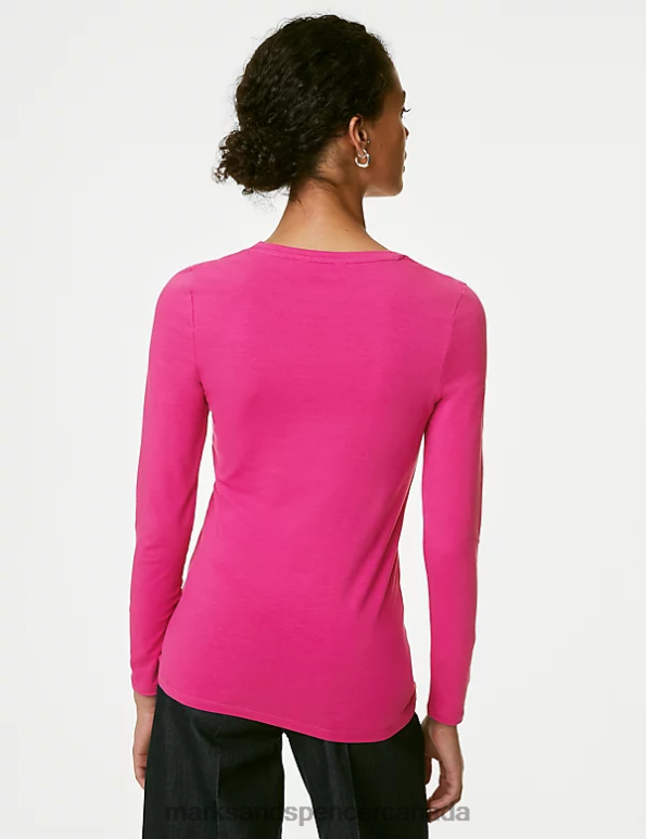 Marks and Spencer Canada - Women Pink Mix Clothing Marks & Spencer 2pk Cotton Rich Tops 20VTD84