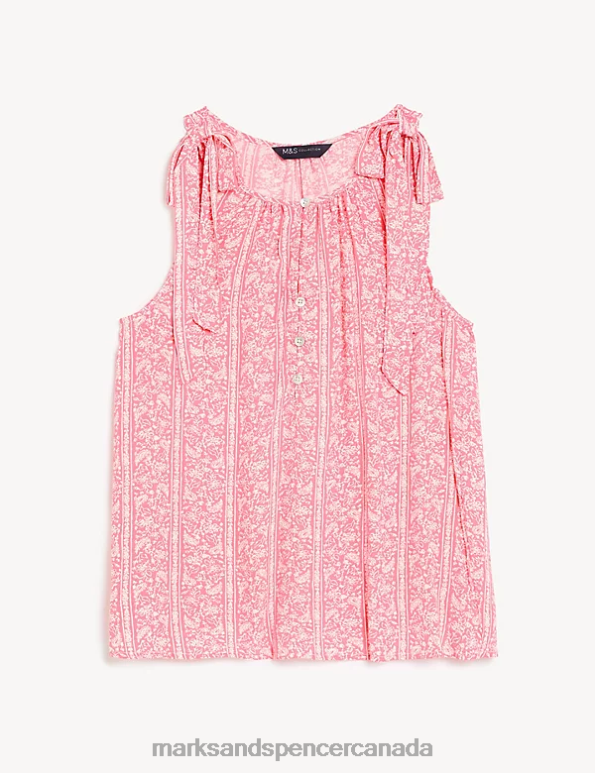 Women Pink Mix Clothing Marks & Spencer Printed Cami Top 20VTD2984 - Marks and Spencer outlet