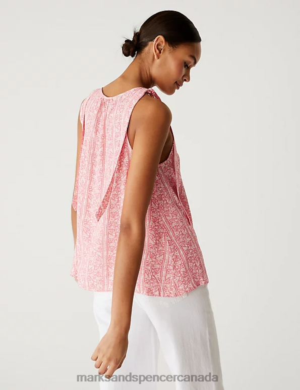 Women Pink Mix Clothing Marks & Spencer Printed Cami Top 20VTD2984 - Marks and Spencer outlet