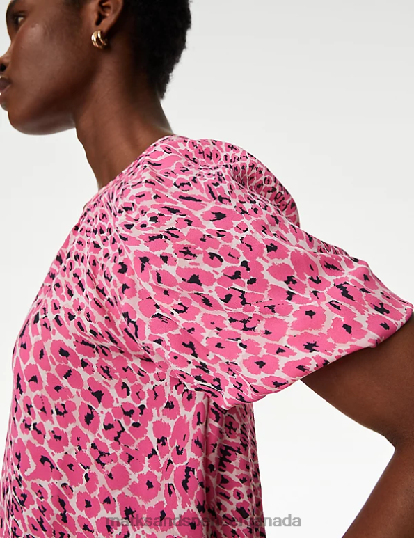 Marks and Spencer Canada - Women Pink Mix Clothing Marks & Spencer Printed Pleated Top 20VTD437