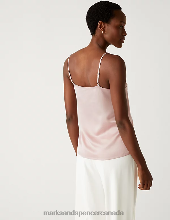 Marks and Spencer Canada - Women Pink Shell Clothing Marks & Spencer Satin Cami Top 20VTD2950
