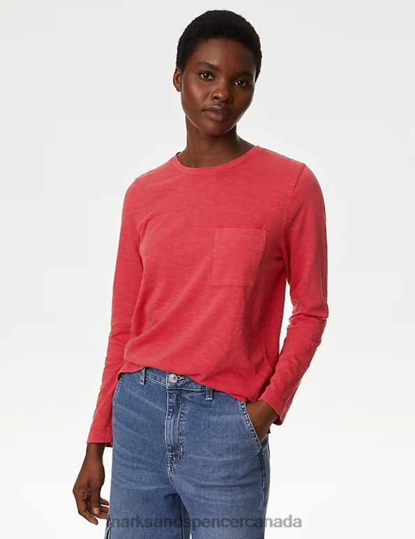 Women Poppy Clothing Marks & Spencer Pure Cotton Pocket Top 20VTD1701 - Marks and Spencer online