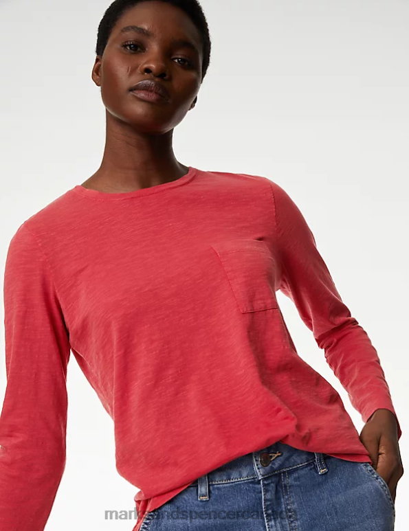 Women Poppy Clothing Marks & Spencer Pure Cotton Pocket Top 20VTD1701 - Marks and Spencer online