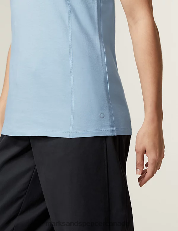 Marks and Spencer near me - Women Powder Blue Clothing Marks & Spencer Pure Cotton Scoop Neck Relaxed Vest Top 20VTD796