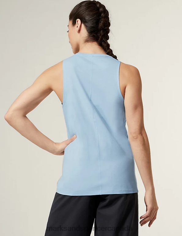 Marks and Spencer near me - Women Powder Blue Clothing Marks & Spencer Pure Cotton Scoop Neck Relaxed Vest Top 20VTD796