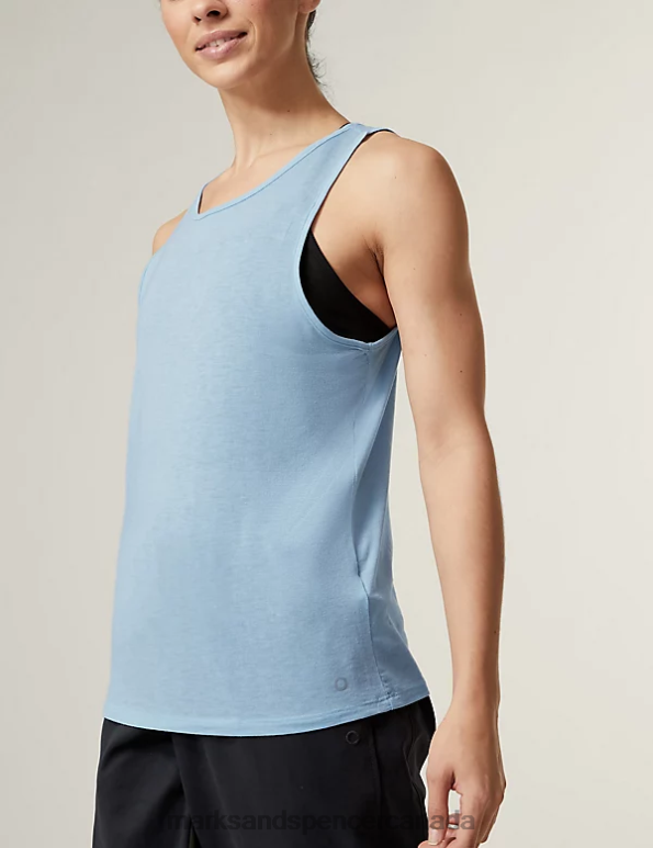 Marks and Spencer sale - Women Powder Blue Clothing Marks & Spencer Scoop Neck Vest Top with Merino Wool 20VTD1568
