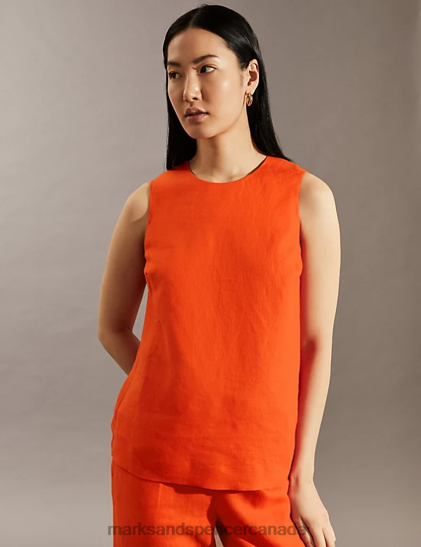 Marks and Spencer Canada - Women Red Clothing Marks & Spencer Pure Linen Shell Top 20VTD1499