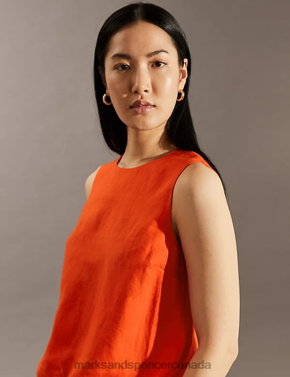 Marks and Spencer Canada - Women Red Clothing Marks & Spencer Pure Linen Shell Top 20VTD1499